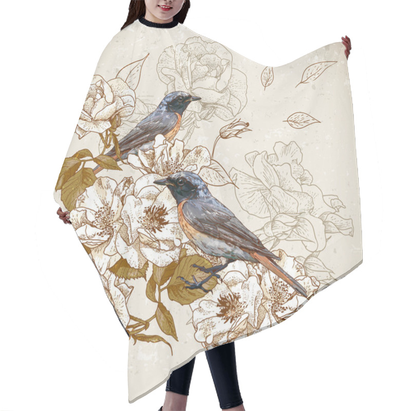 Personality  Vintage Floral Background With Birds Hair Cutting Cape