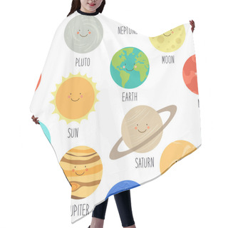 Personality  Cartoon Characters Of Planets Pattern Hair Cutting Cape