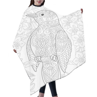Personality  Coloring Page With Bird In The Garden Hair Cutting Cape