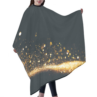 Personality  Golden Overlay Background Of Golden Lights With Bokeh Effect. In Hair Cutting Cape