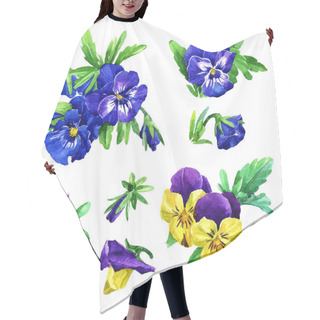 Personality  Set Of Watercolor Violets Flowers. Hair Cutting Cape