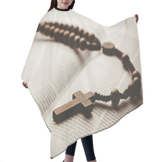 Personality  Open Bible And Wooden Rosary Beads Hair Cutting Cape