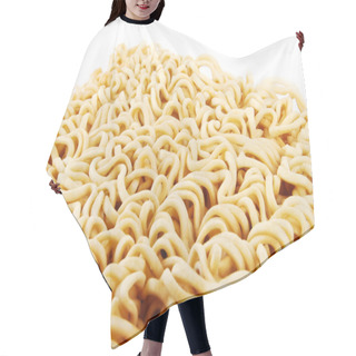 Personality  Block Of Instant Noodles Isolated On White Background Hair Cutting Cape