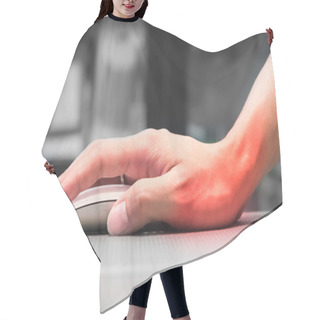 Personality  Hand Holding Computer Mouse Having Wrist Pain Hair Cutting Cape