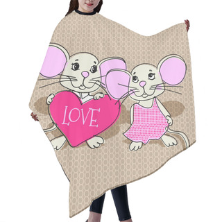 Personality  Mouses In Love. Vector Illustration. Hair Cutting Cape