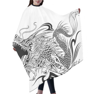Personality  Dragon Doodle Sketch Tattoo Vector Hair Cutting Cape