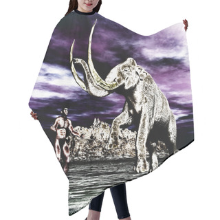 Personality  Mammoth With Prehistoric Man  Hair Cutting Cape