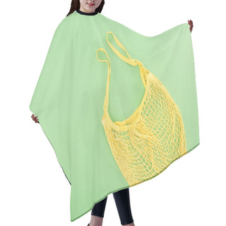 Personality  Top View Of Yellow String Bag On Light Green Background Hair Cutting Cape