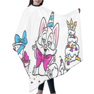 Personality  Cute Cat White Birthday Cake Gifts Cartoon Hair Cutting Cape