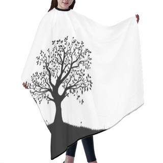 Personality  Tree Silhouette, Black And White Vector Shape Hair Cutting Cape