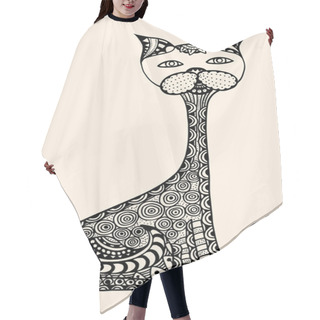 Personality  Doodle Outline Vector Cat Hair Cutting Cape