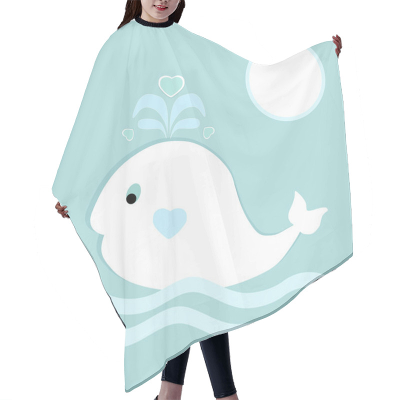 Personality  Vector Background With Whale. Hair Cutting Cape
