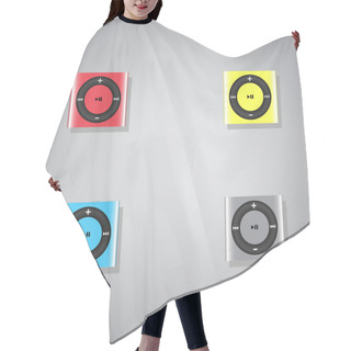 Personality  Set Of Vector Mp3 Players Hair Cutting Cape