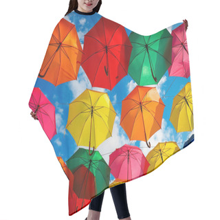 Personality  Lots Of Colorful Umbrellas In The Sky. City Decoration Hair Cutting Cape