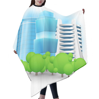 Personality  Green Landscape With Skyscraper. Hair Cutting Cape