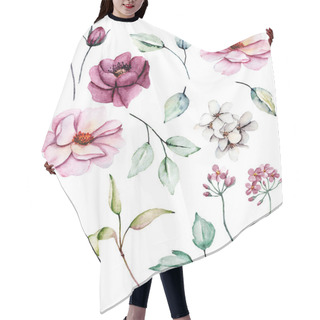 Personality  Set Of Watercolor Floral Drawing, Vintage Decoration Hair Cutting Cape