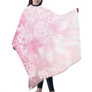Personality  Butterflies And Orchids Flowers Pink Background Hair Cutting Cape