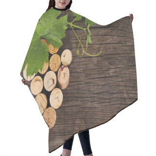 Personality  Dated Wine Bottle Corks On The Wooden Background Hair Cutting Cape