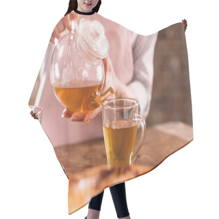 Personality  Woman Pouring Hot Tea Hair Cutting Cape