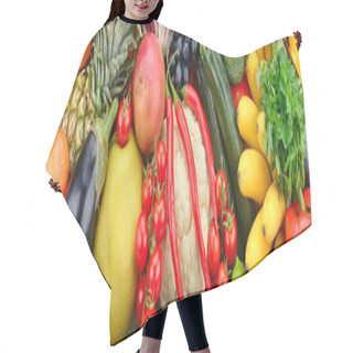 Personality  Assortment Fresh Fruits And Vegetables Hair Cutting Cape