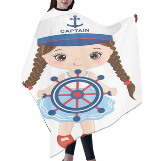 Personality  Cute Little Girl Wearing Nautical Dress Hair Cutting Cape
