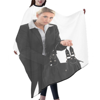 Personality  Woman Searching For Something In Her Bag Hair Cutting Cape