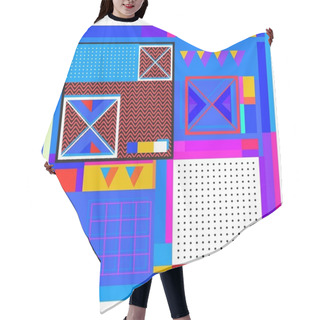 Personality  Trendy Geometric Elements Memphis Colorful And Glowing Design. Retro 90s Style Texture, Pattern And Elements. Modern Abstract Background Design And Cover Template Hair Cutting Cape