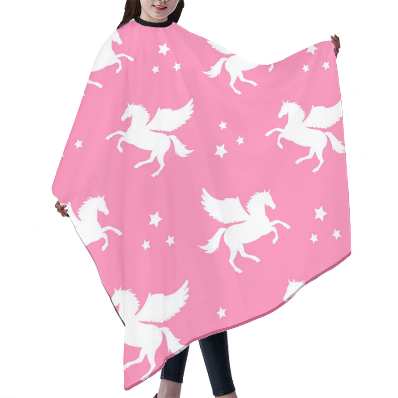 Personality  Seamless Pattern Of White Pegasus On Pink  Hair Cutting Cape