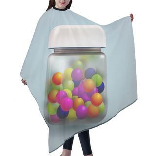 Personality  Illustration Of Jar With Colored Candy Hair Cutting Cape