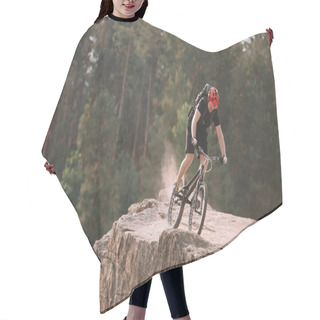 Personality  Young Trial Biker Riding On Rocky Clifff Outdoors Hair Cutting Cape