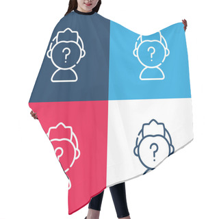 Personality  Anonymous Blue And Red Four Color Minimal Icon Set Hair Cutting Cape