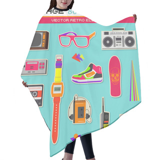 Personality  Vintage Retro 80s Vector Elements Hair Cutting Cape