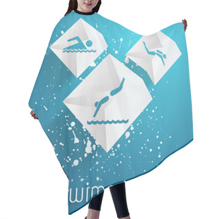 Personality  Swimming Banner  Vector Illustration   Hair Cutting Cape