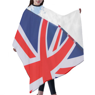Personality  Close Up View Of National Flag Of United Kingdom With Red Cross Against Sky  Hair Cutting Cape