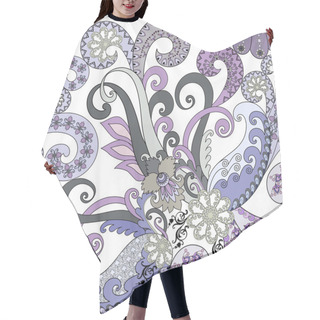 Personality  Seamless Paisley Pattern With Decorative Swirls In Lilac And Blu Hair Cutting Cape