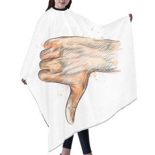 Personality  Hand Gesture, Thumbs Down Hand Hair Cutting Cape
