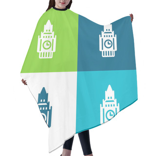 Personality  Big Ben Flat Four Color Minimal Icon Set Hair Cutting Cape