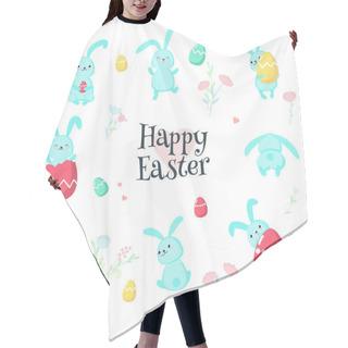 Personality  Cute Easter Rabbits With Eggs Vector Isolated Illustration Hair Cutting Cape
