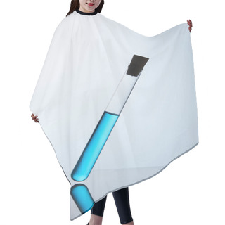 Personality  Chemistry Tube Filled With Blue Liquid On Reflective Surface Hair Cutting Cape