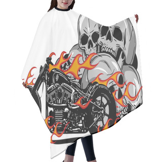 Personality  Dramatic Burning Motorcycle Engulfed In Fierce Fiery Orange Flames And Exploding Sparks Hair Cutting Cape
