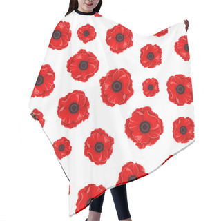 Personality  Seamless Pattern With Red Poppies. Vector Illustration. Hair Cutting Cape
