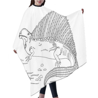 Personality  Dinosaur, Cretaceous, Line Illustration For Coloring. Coloring Book For Adults And Children. Prehistoric Period. Hair Cutting Cape