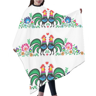 Personality  Polish Floral Folk Long Embroidery Pattern With Roosters - Wzory Lowickie Hair Cutting Cape