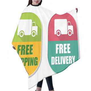 Personality  Free Shipping And Delivery With Truck Sign, Two Elliptical Label Hair Cutting Cape