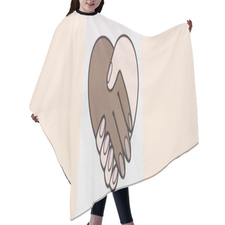 Personality  Top View Of Picture With Multiethnic Handshake Isolated On Beige, Panoramic Shot Hair Cutting Cape