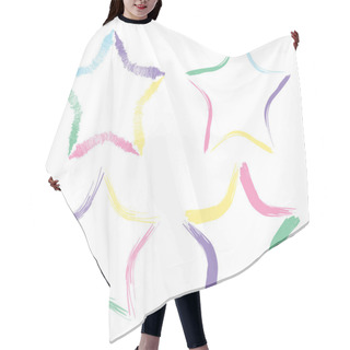 Personality  Big Star Made Of Small, Hand Drawn Stars On A White Background In Vector Format. Hair Cutting Cape