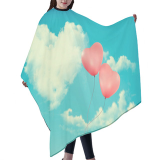 Personality  Retro Holiday Background With Heart Shaped Cloud On Blue Sky And Hair Cutting Cape