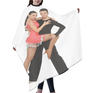 Personality  Beautiful Couple In The Active Ballroom Dance Hair Cutting Cape