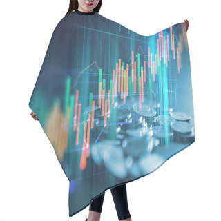 Personality  Double Exposure Image Of Stock Market Investment Graph And Coins Stack,concept Of Business Investment And Stock Future Trading Hair Cutting Cape