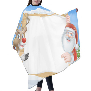 Personality  Christmas Reindeer And Santa Sign Hair Cutting Cape